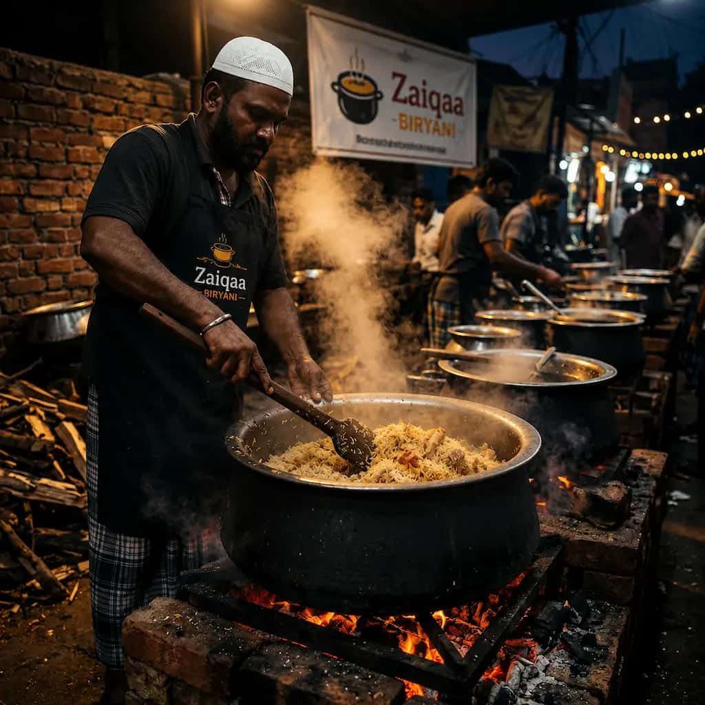 Bulk biryani prepared for delivery by Zaiqaa Biryani in Chennai