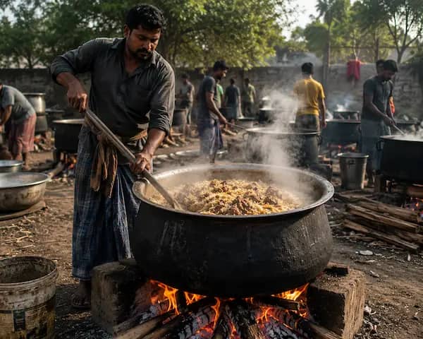 Slow-cooked mutton biryani prepared for bulk delivery in Chennai