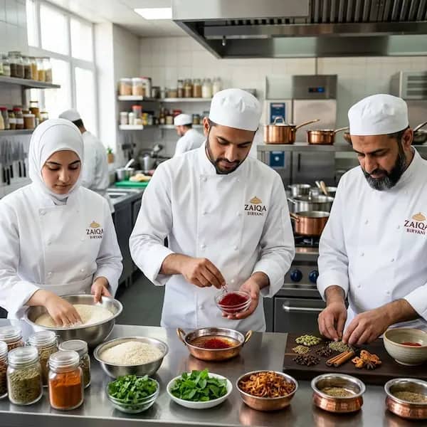 Chef preparing fresh spices and high-quality Basmati rice for cooking